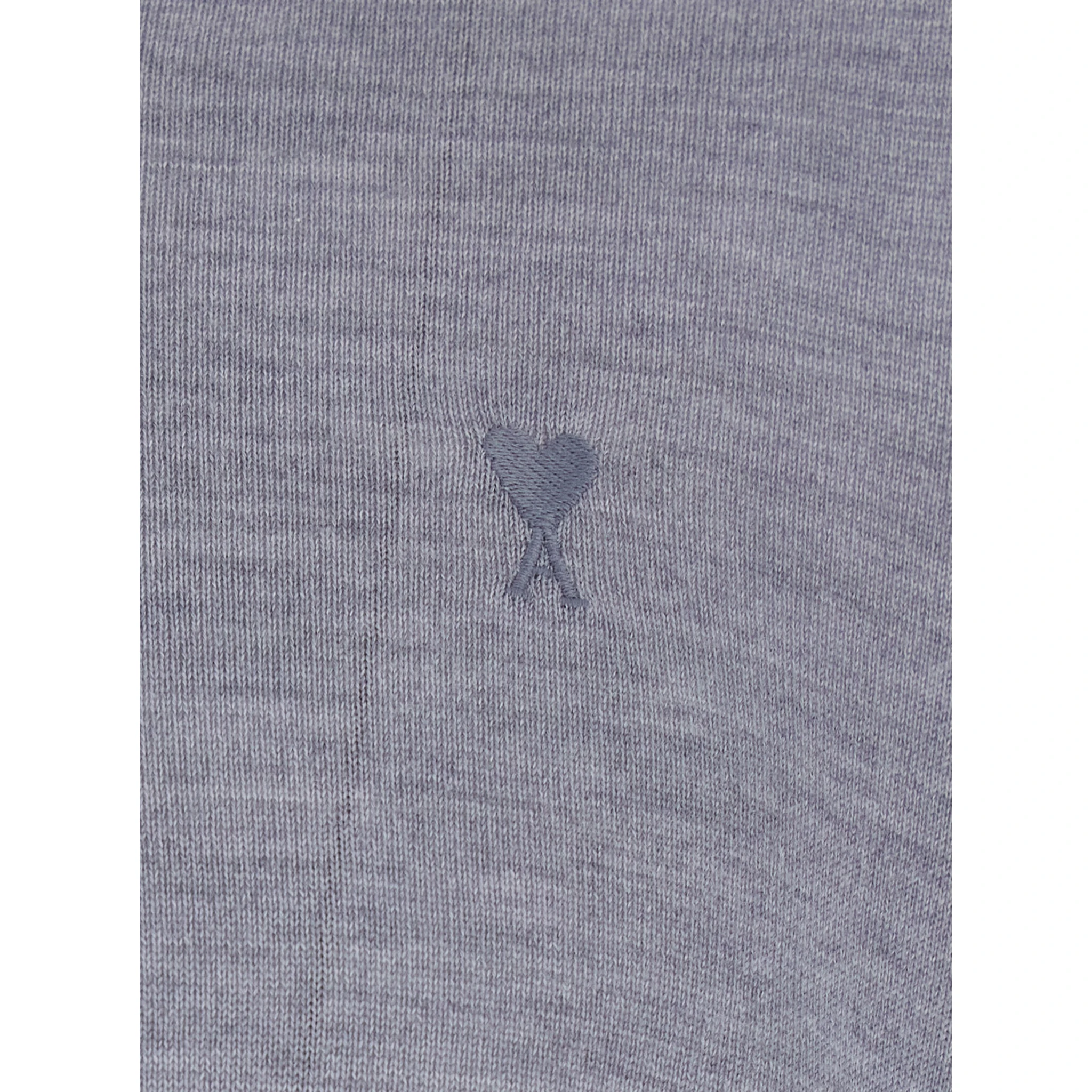 Grey Polo Shirt with Classic Collar and ADC Embroidery on the Front in Wool and Silk Blend Man