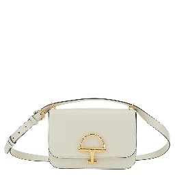 Siena Small White Shoulder Bag with Claw on the Front in Leather Woman
