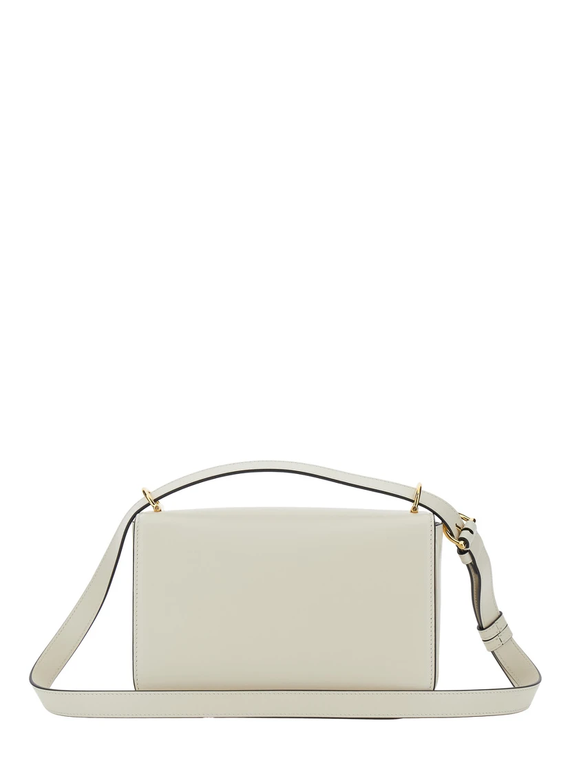 Siena Small White Shoulder Bag with Claw on the Front in Leather Woman