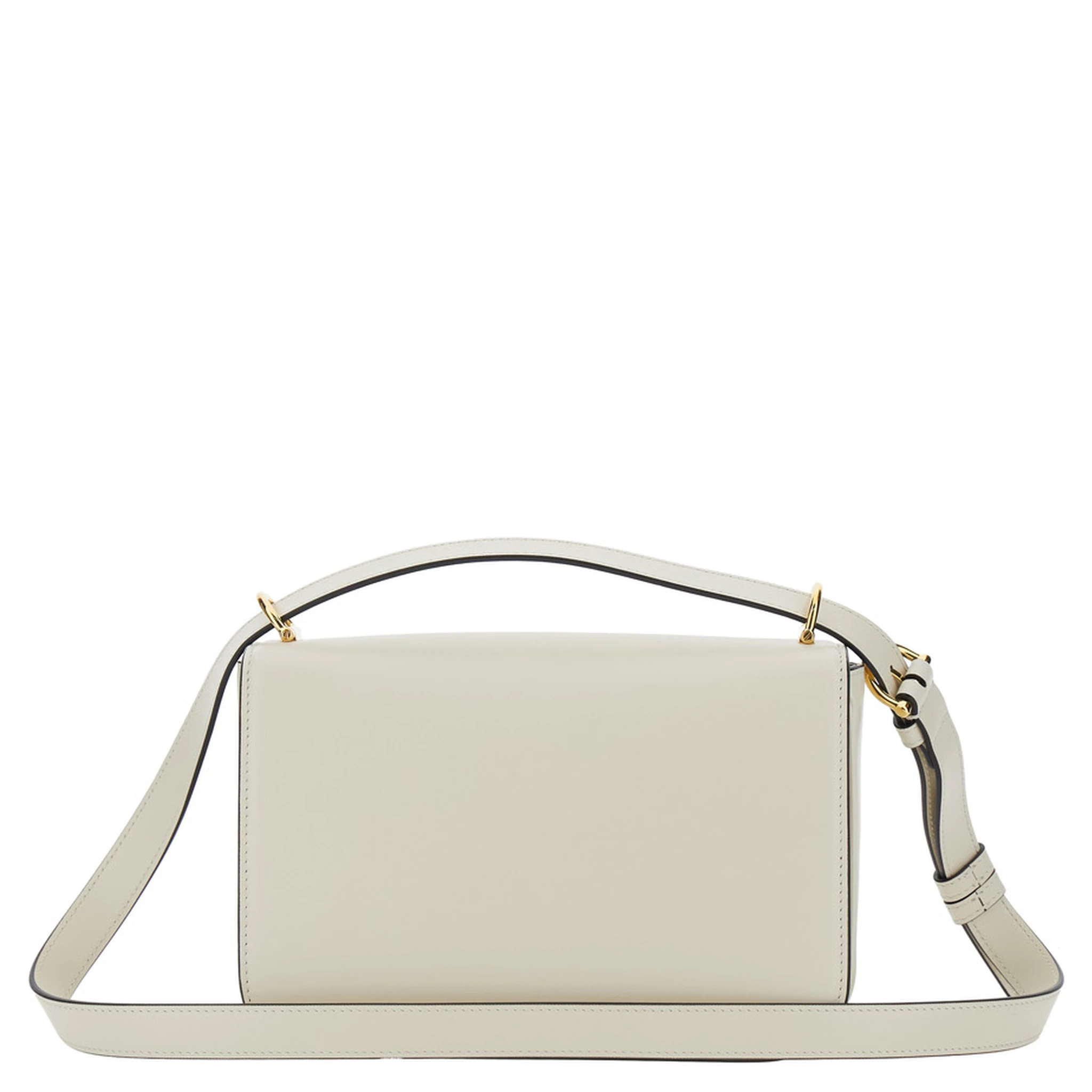 Siena Small White Shoulder Bag with Claw on the Front in Leather Woman
