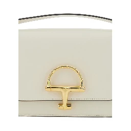 Siena Small White Shoulder Bag with Claw on the Front in Leather Woman