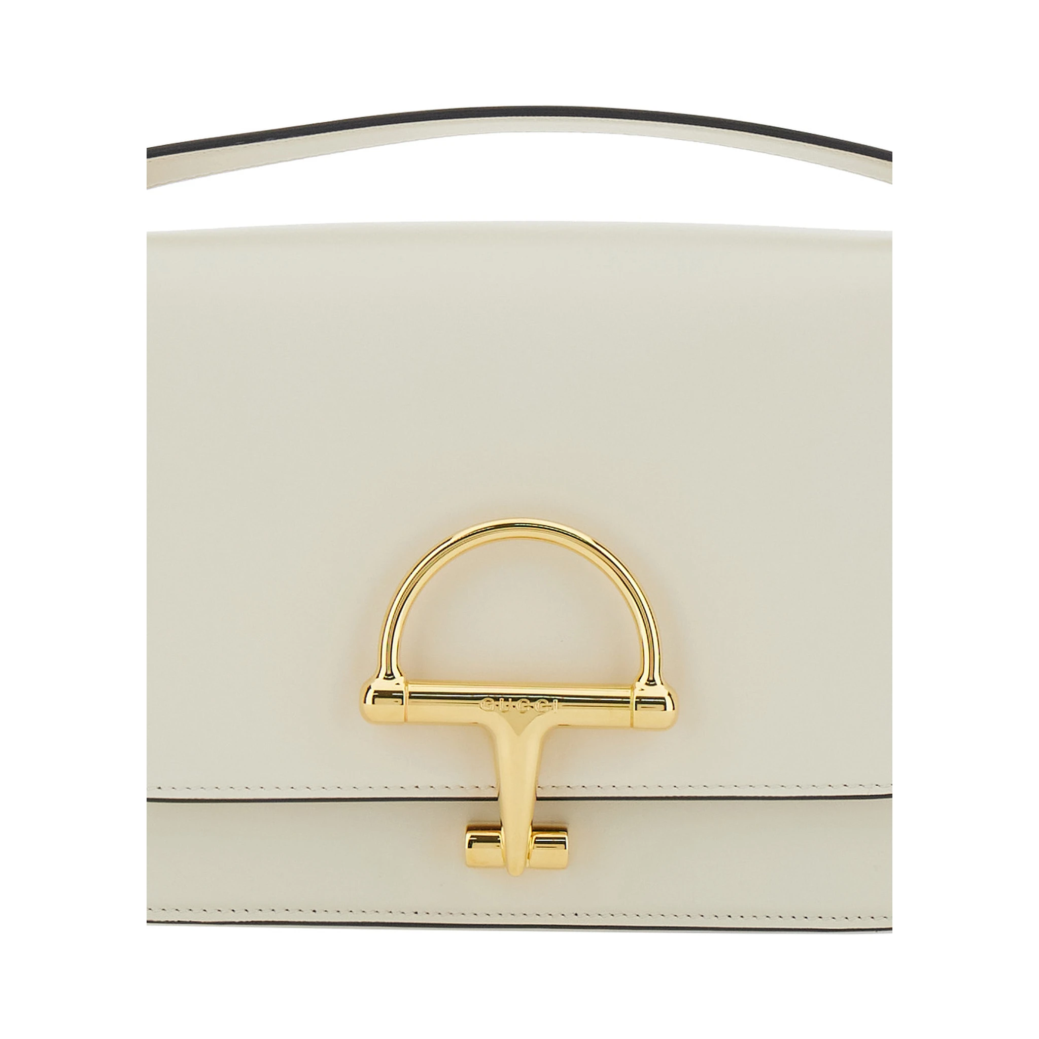 Siena Small White Shoulder Bag with Claw on the Front in Leather Woman
