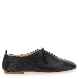 Black Loafers with Triomphe Print on the Front in Leather Woman