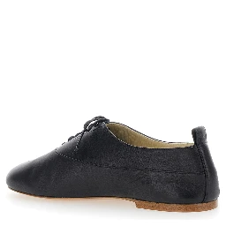 Black Loafers with Triomphe Print on the Front in Leather Woman