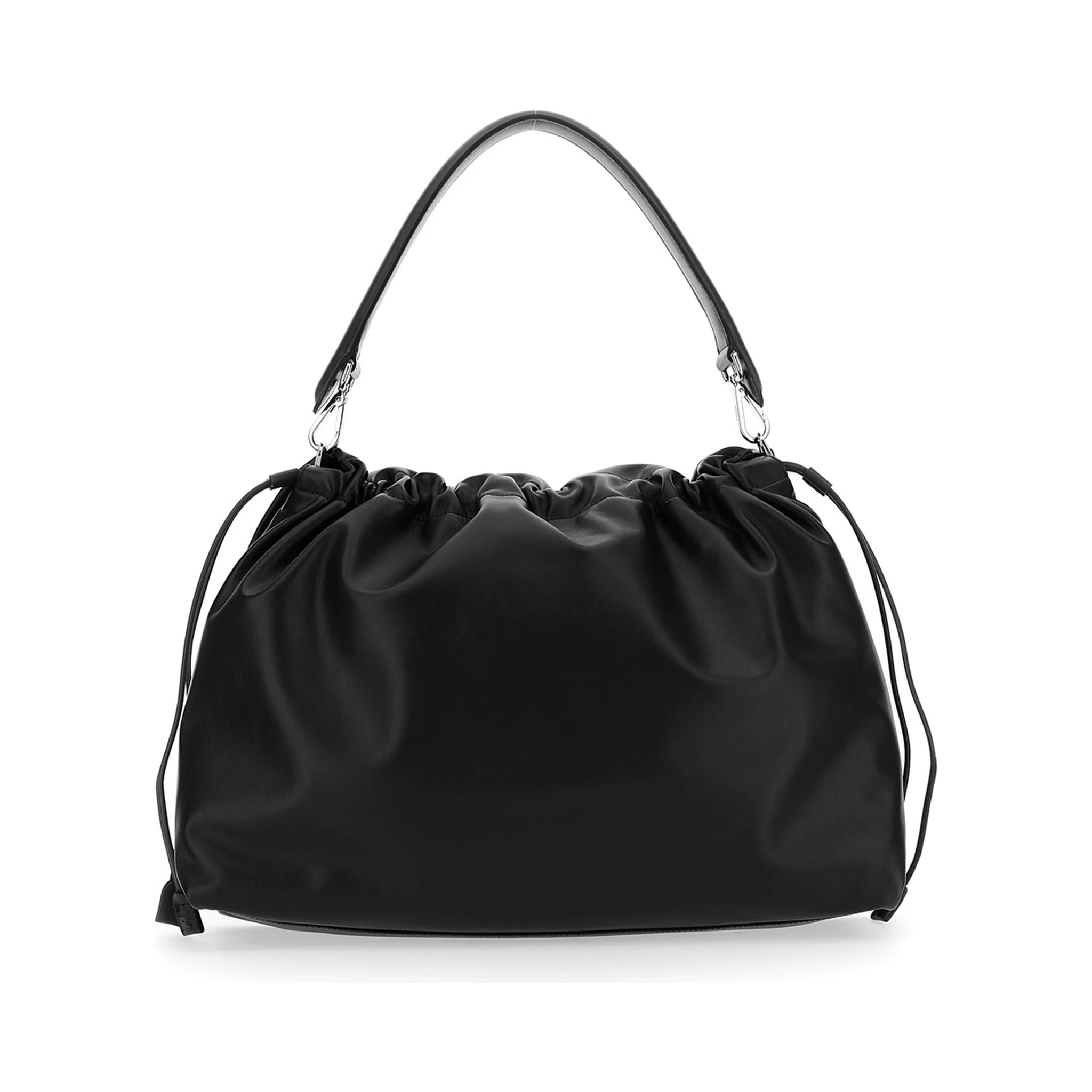 Mama Baguette Large Black Shoulder Bag with FF Closure on the Front in Leather Woman
