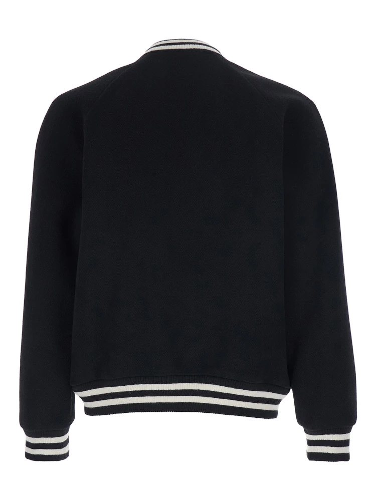 Black Jacket with Classic Collar and Logo Patch on the Front in Cotton Man alternative