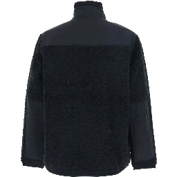 Black Jacket with Mock Neck and Tonal Pony Embroidery on the Front in Tech Fabric and Ecofur Man