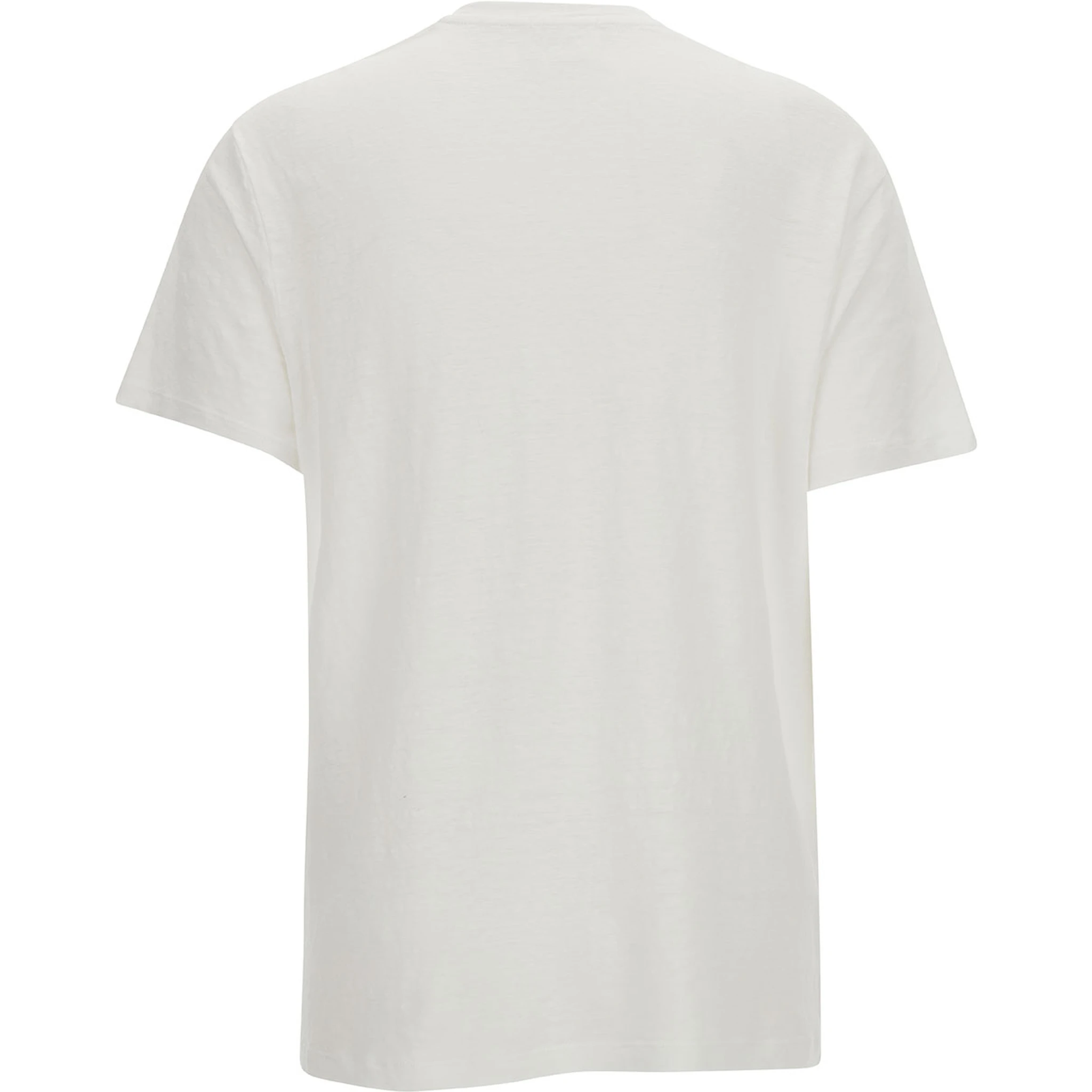 White Crewneck T-Shirt with Contrasting Logo Print in Linen Woman