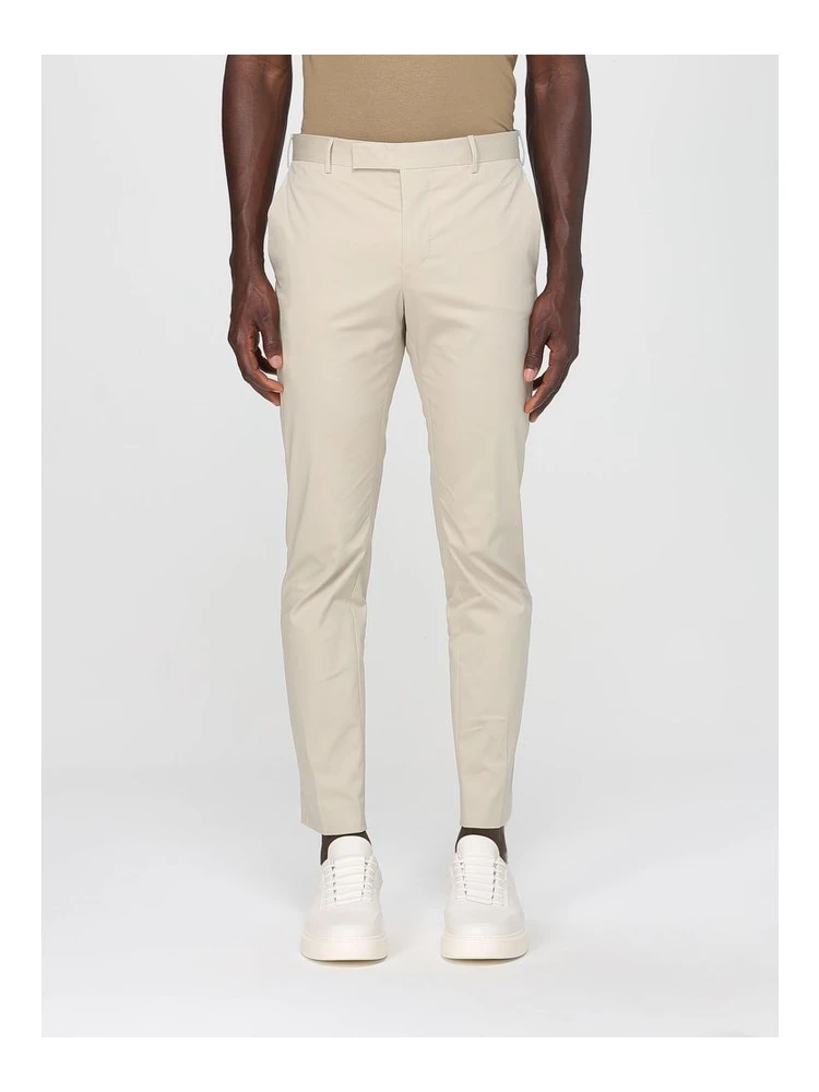Beige Cotton Casual Pants