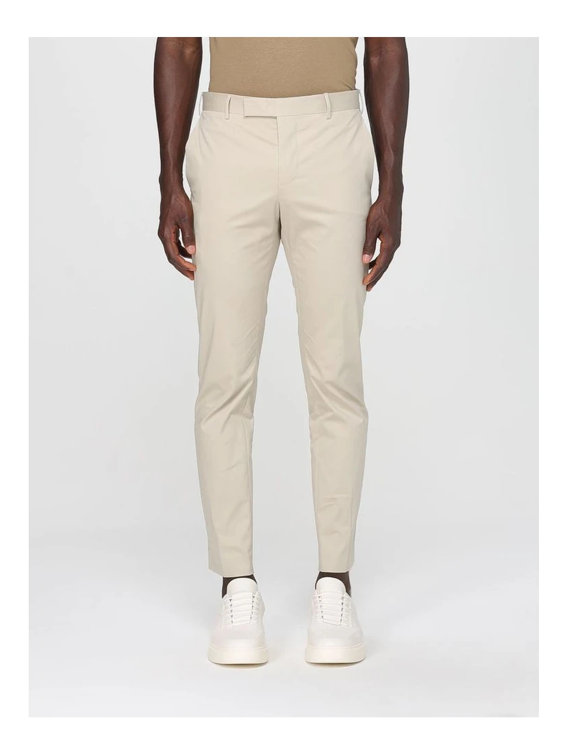 Beige Cotton Casual Pants
