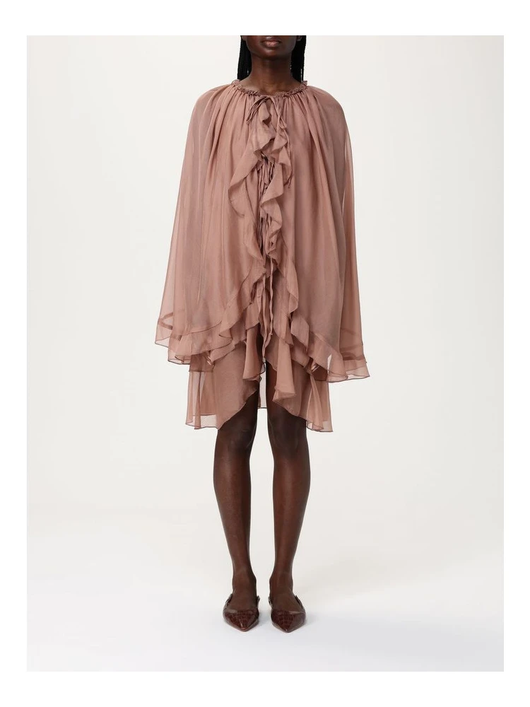 Beige Silk Casual Dress