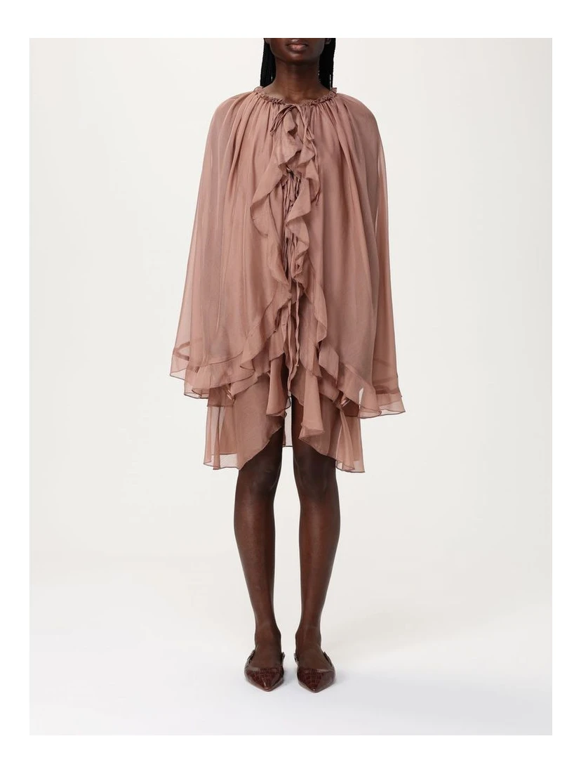 Beige Silk Casual Dress
