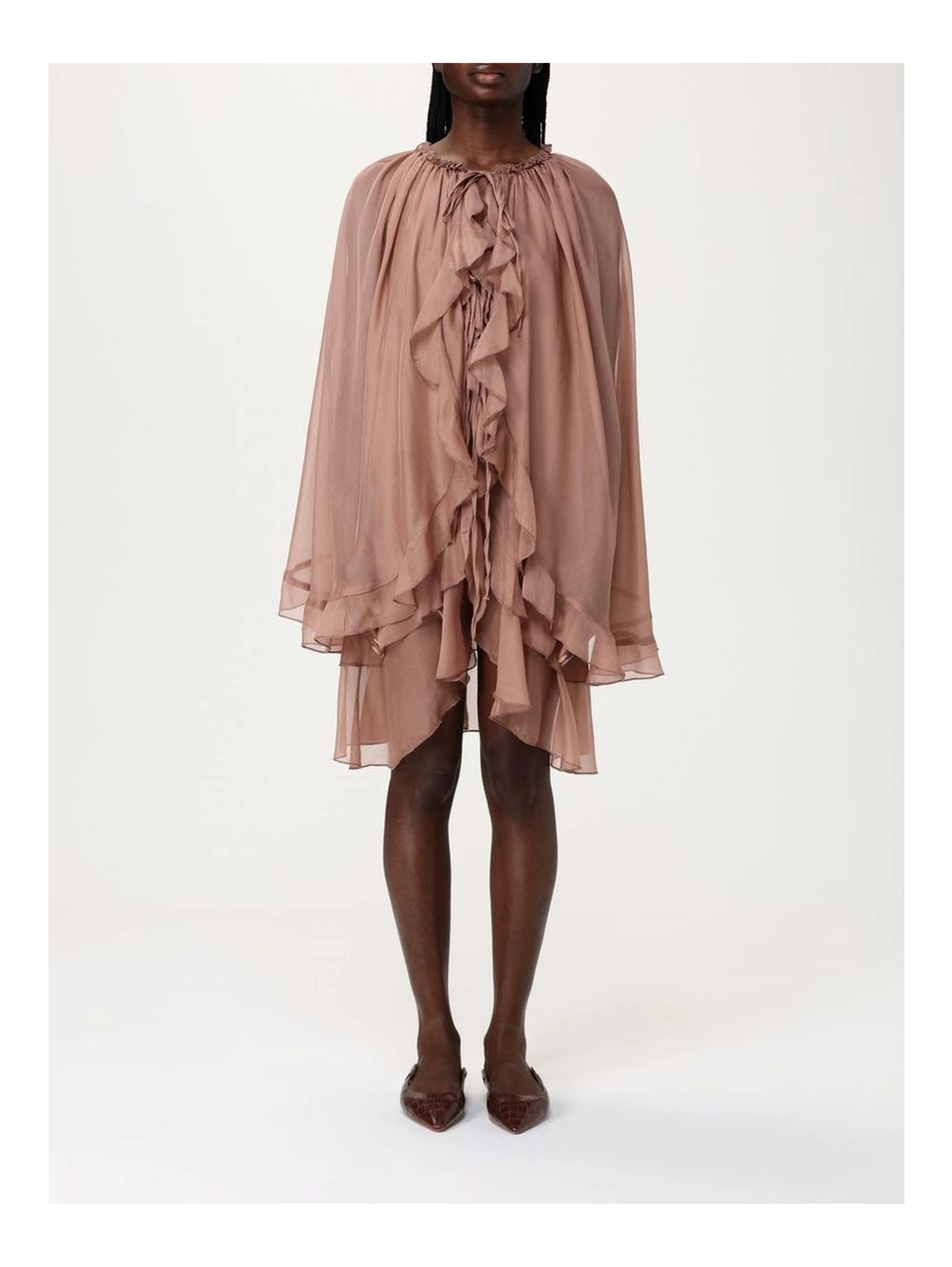 Beige Silk Casual Dress