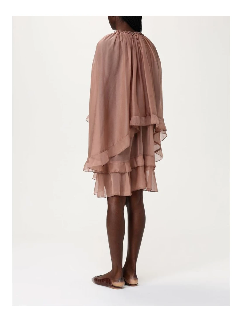 Beige Silk Casual Dress