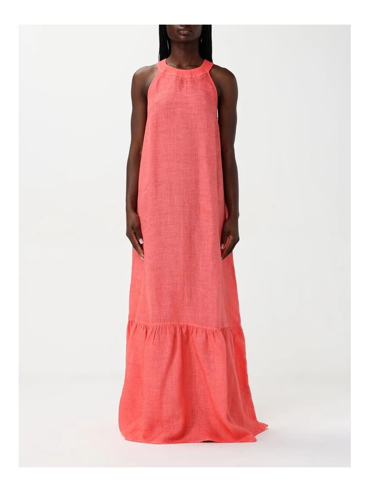 Orange Linen Casual Dress