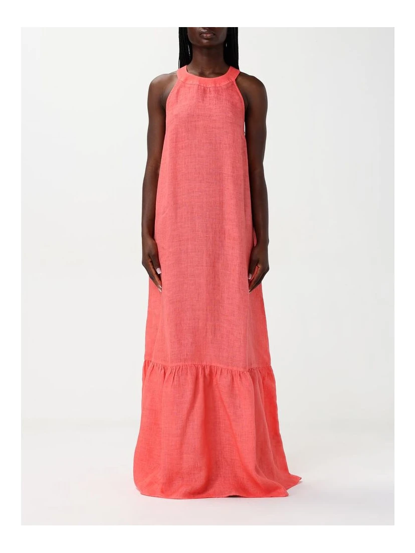 Orange Linen Casual Dress