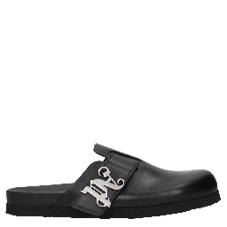 Black Leather Slippers