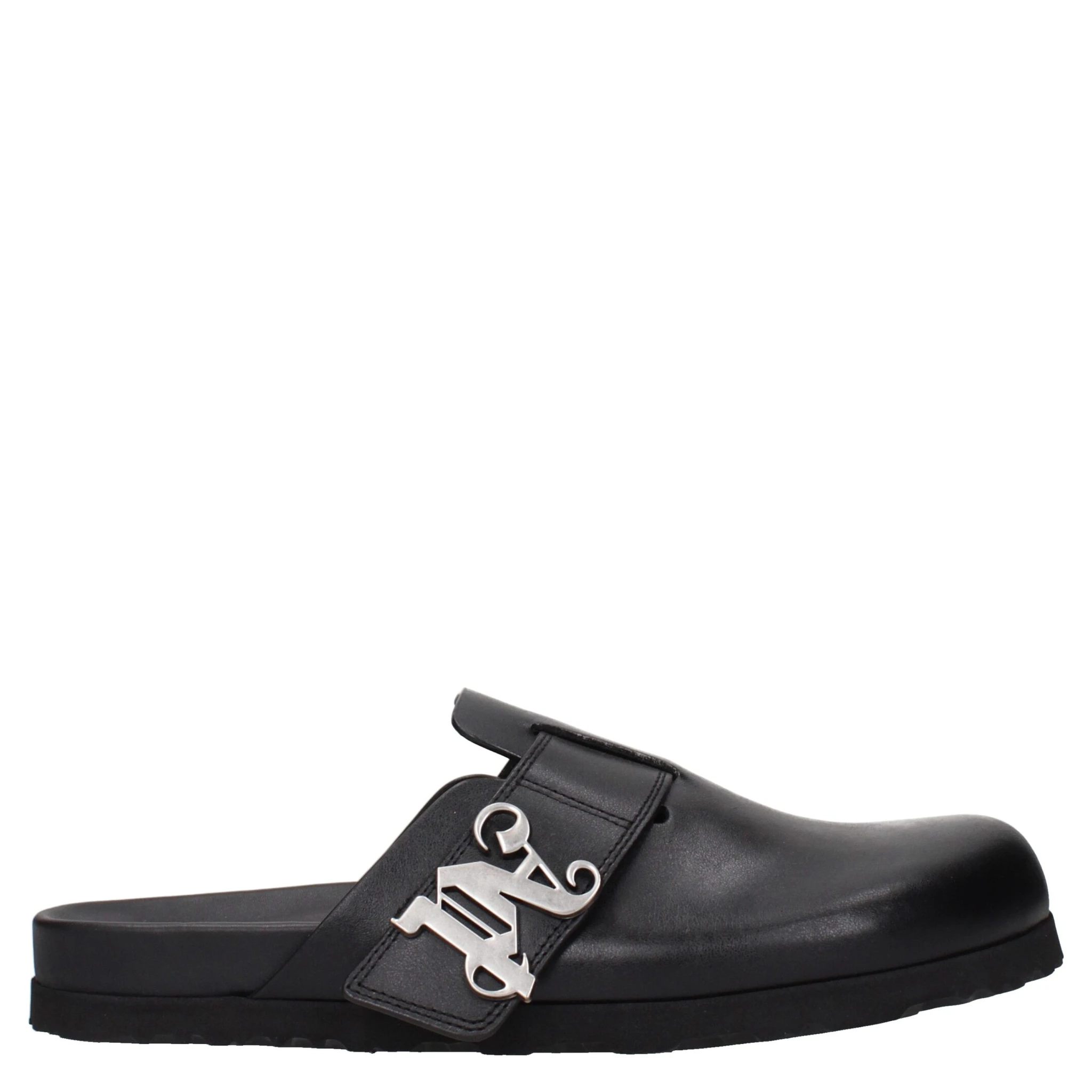 Black Leather Slippers