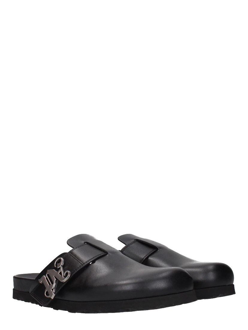 Black Leather Slippers