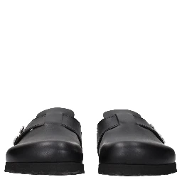 Black Leather Slippers