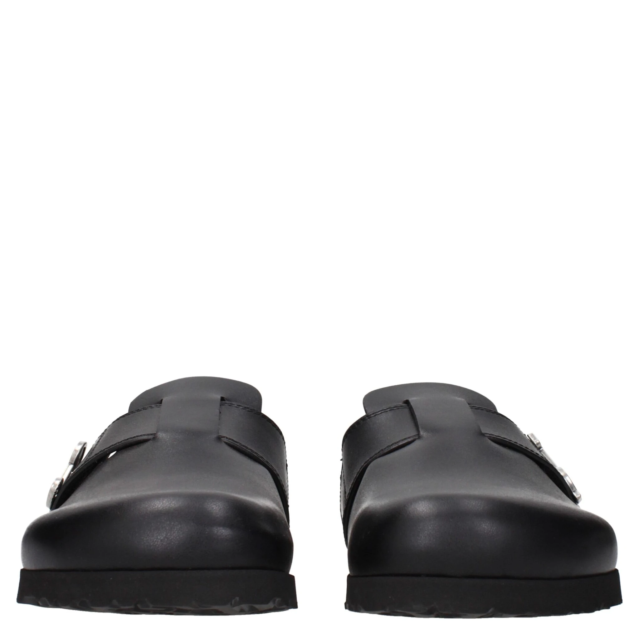 Black Leather Slippers