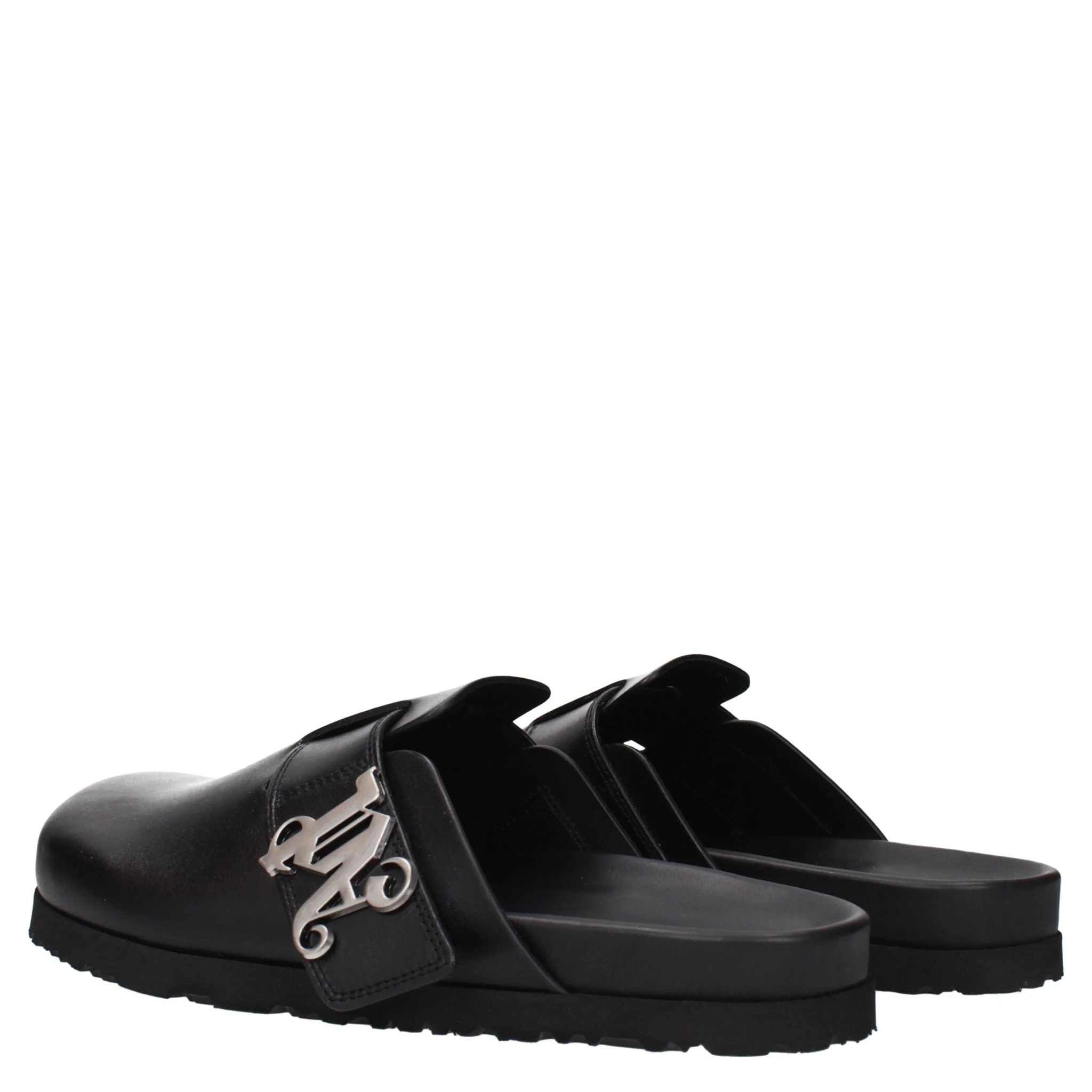 Black Leather Slippers