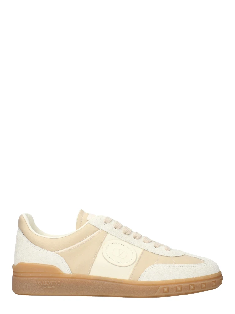Beige Fabric Low Top Sneakers