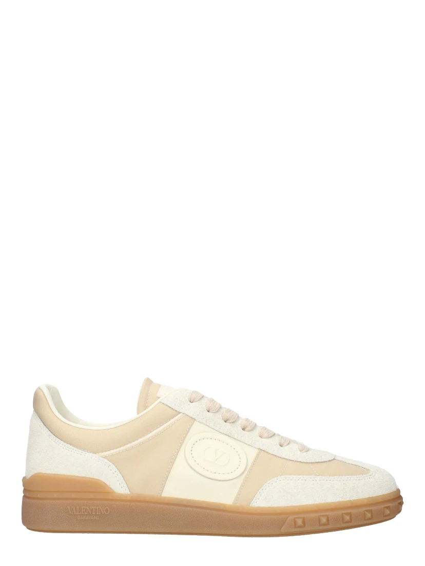 Beige Fabric Low Top Sneakers