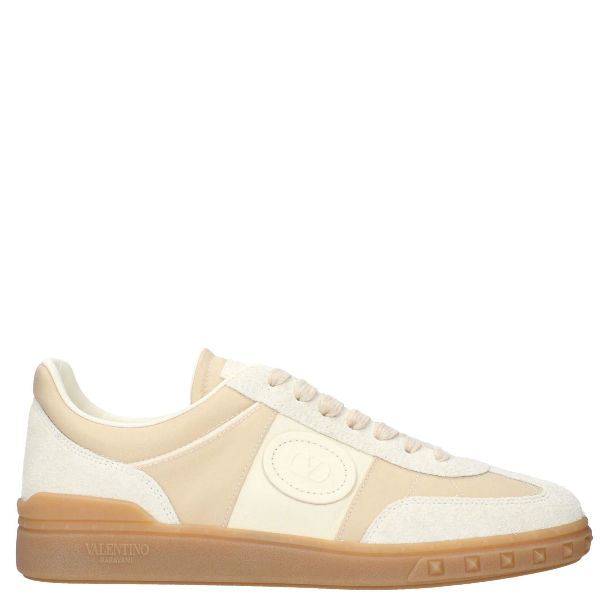 Beige Fabric Low Top Sneakers