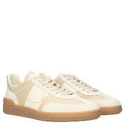 Beige Fabric Low Top Sneakers