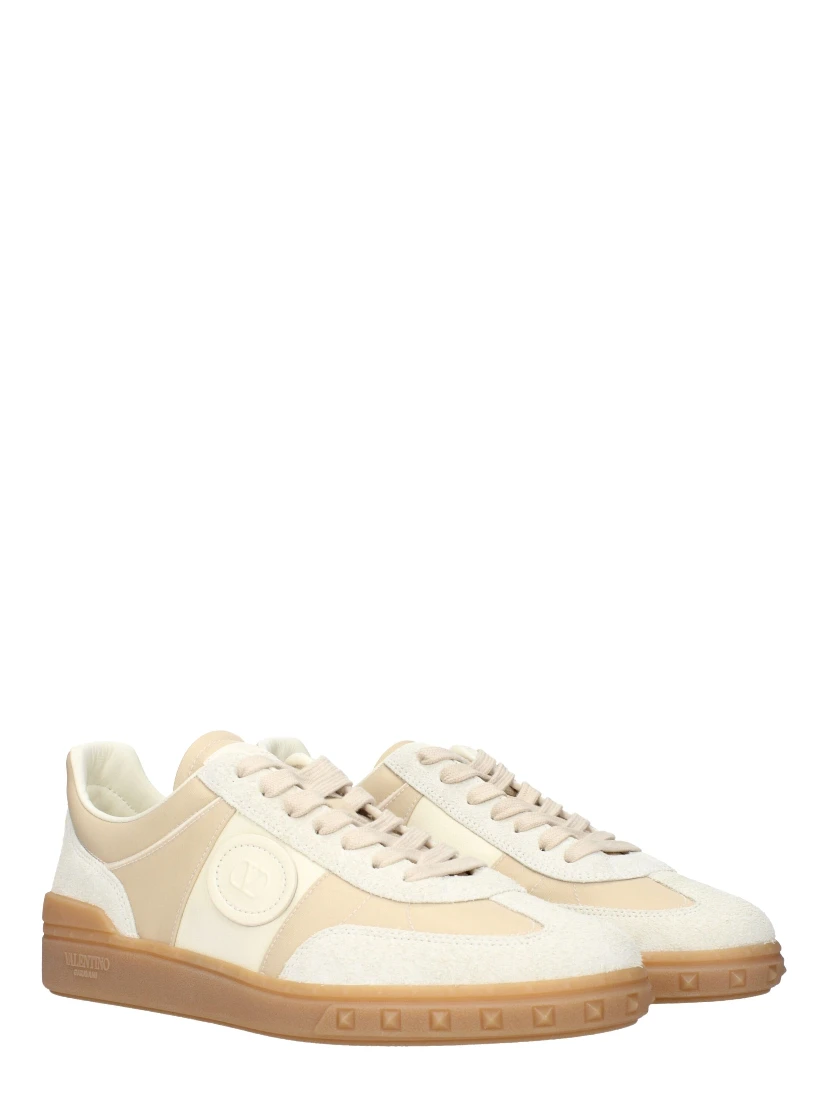 Beige Fabric Low Top Sneakers