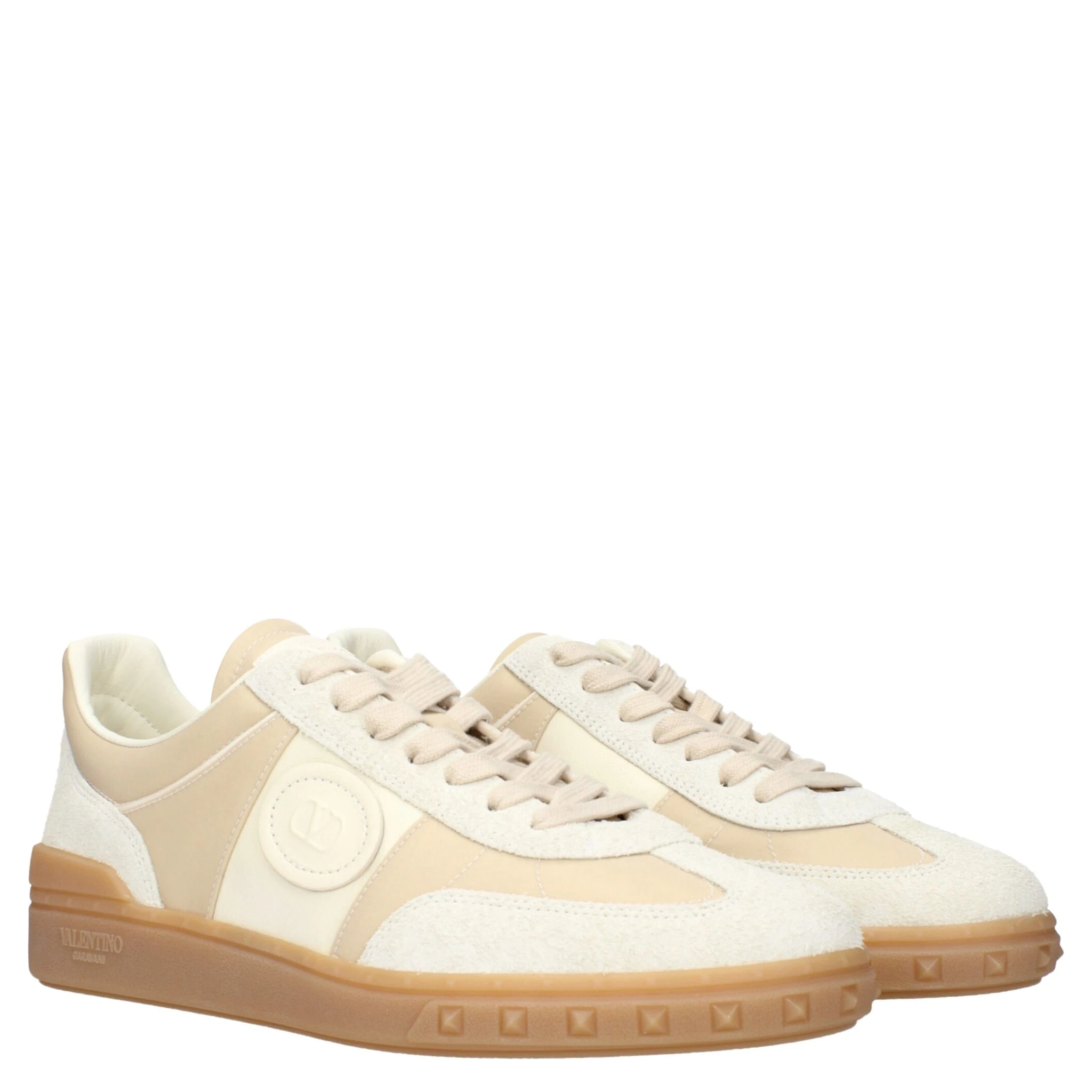 Beige Fabric Low Top Sneakers
