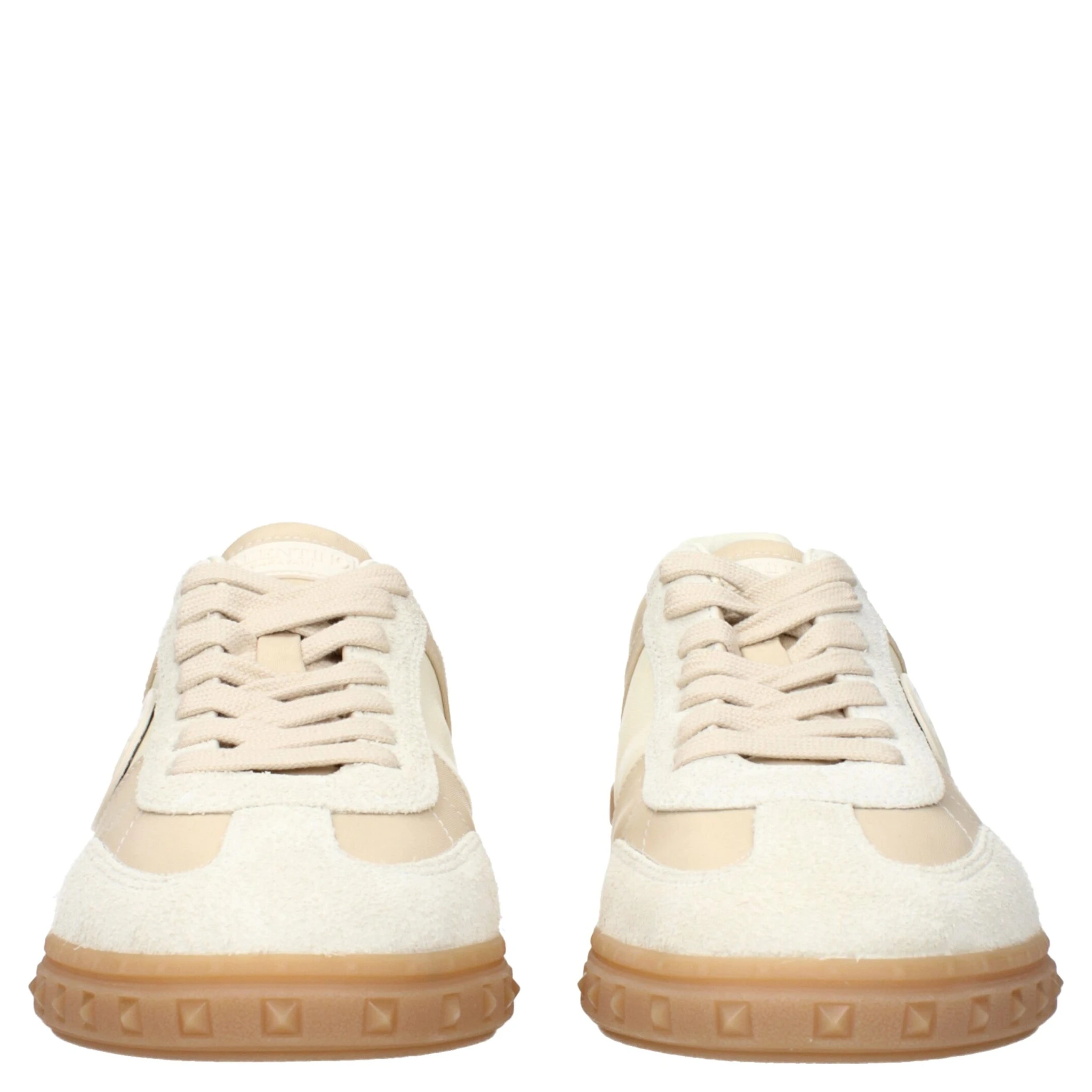 Beige Fabric Low Top Sneakers