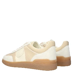Beige Fabric Low Top Sneakers