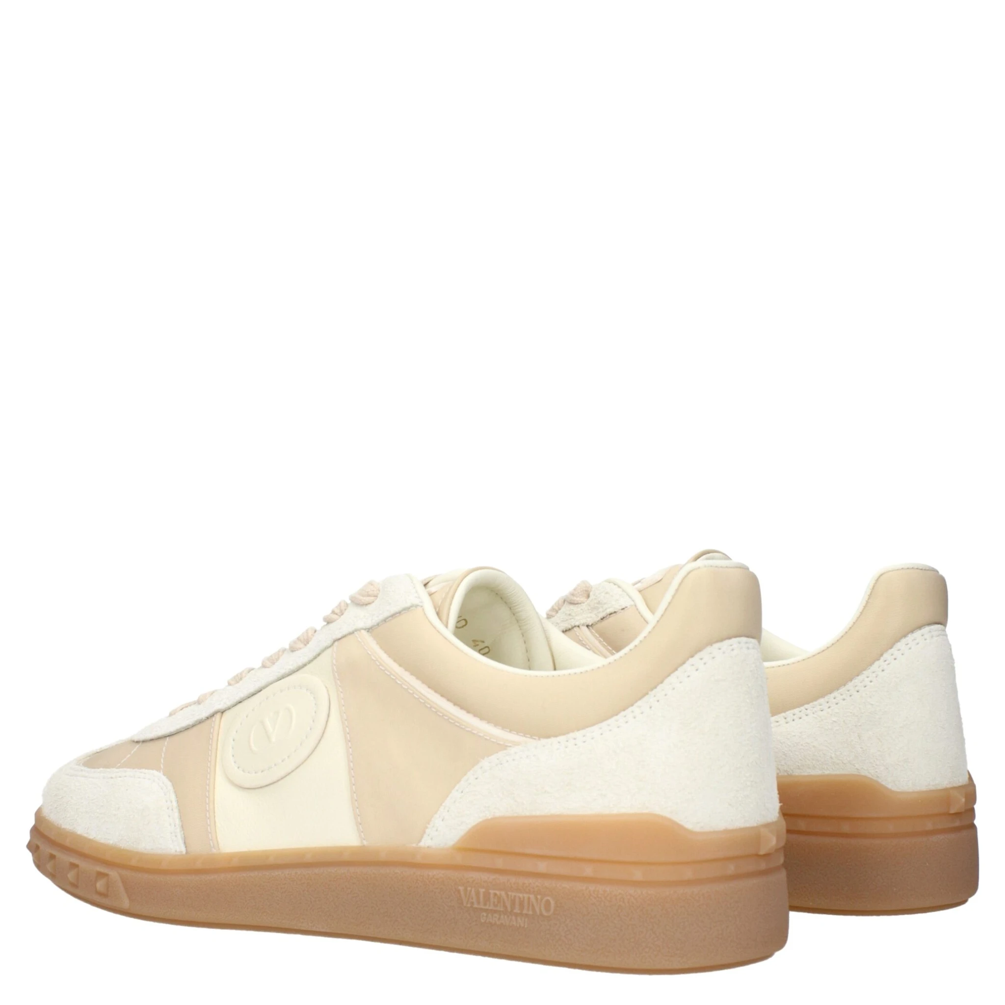 Beige Fabric Low Top Sneakers