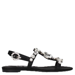 Black Satin Sandals