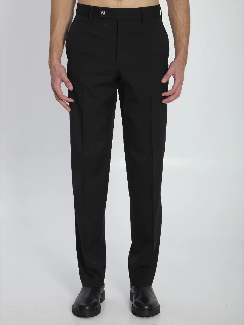 Wool gabardine trousers