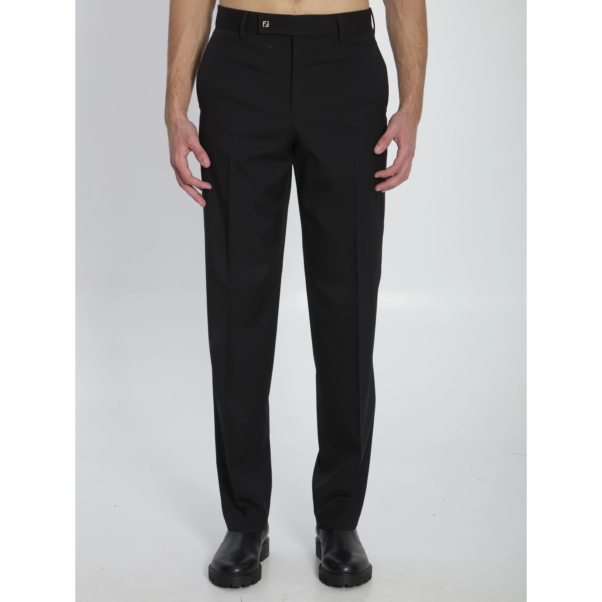 Wool gabardine trousers