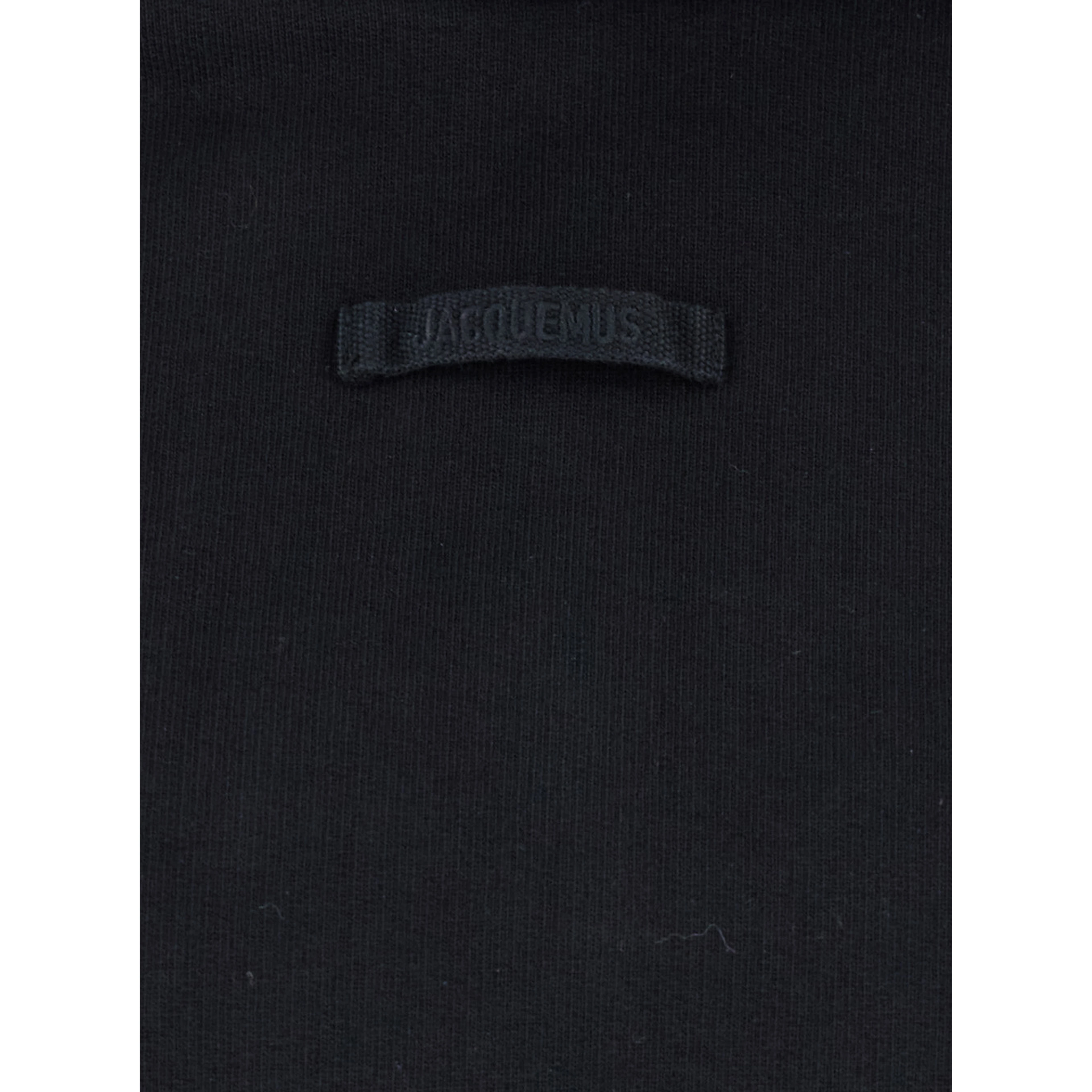Le Hoodie Gros Grain Black Cropped Hoodie with Drawstring Hood and Logo Patch on the Front in Cotton Woman