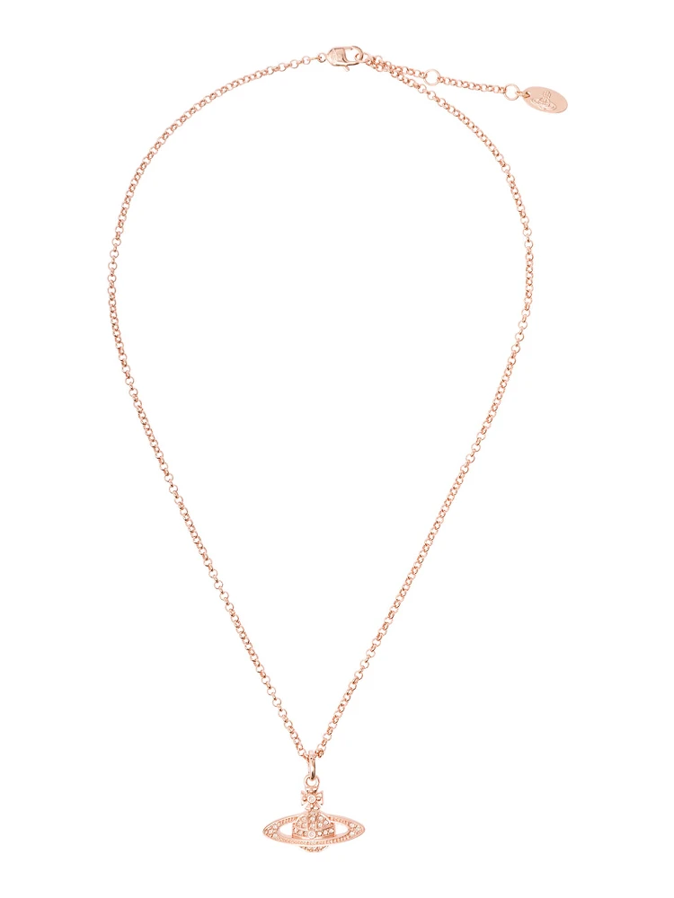 Mini Bas Relief Metallic Necklace with Orb Pendant in Brass Woman