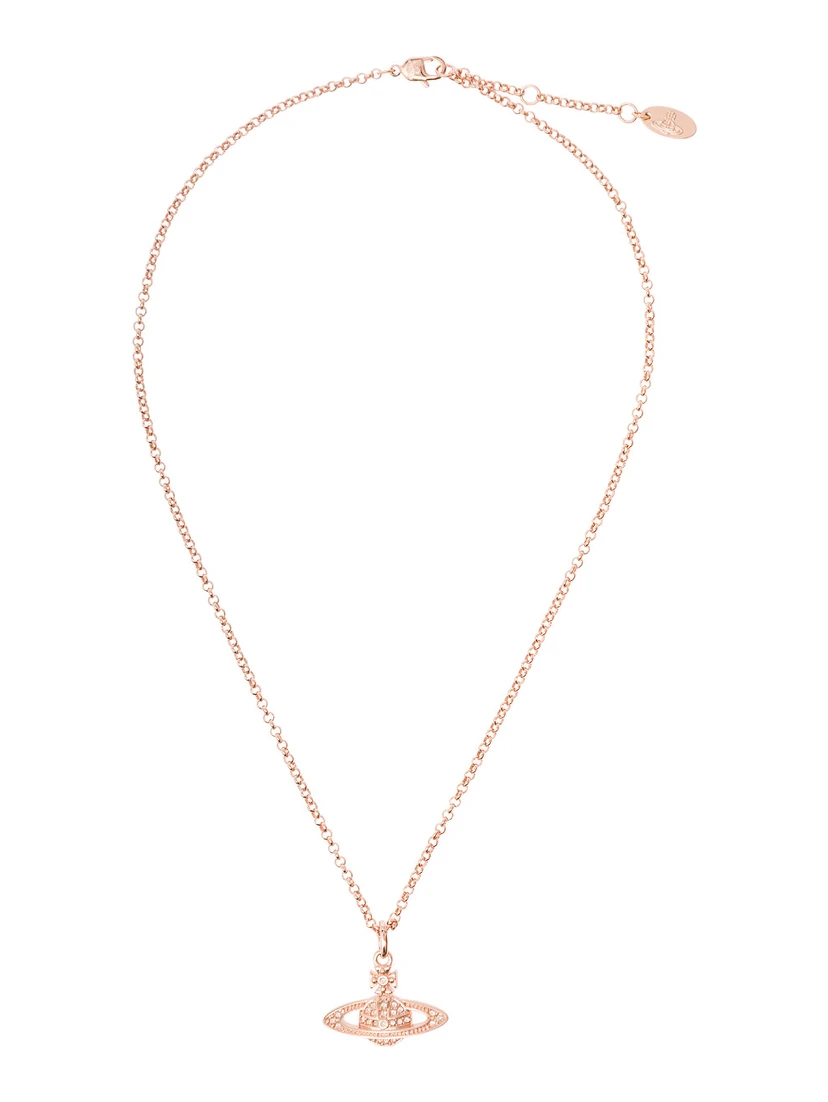 Mini Bas Relief Metallic Necklace with Orb Pendant in Brass Woman