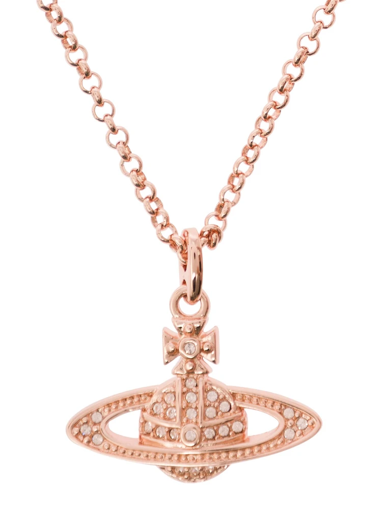 Mini Bas Relief Metallic Necklace with Orb Pendant in Brass Woman alternative