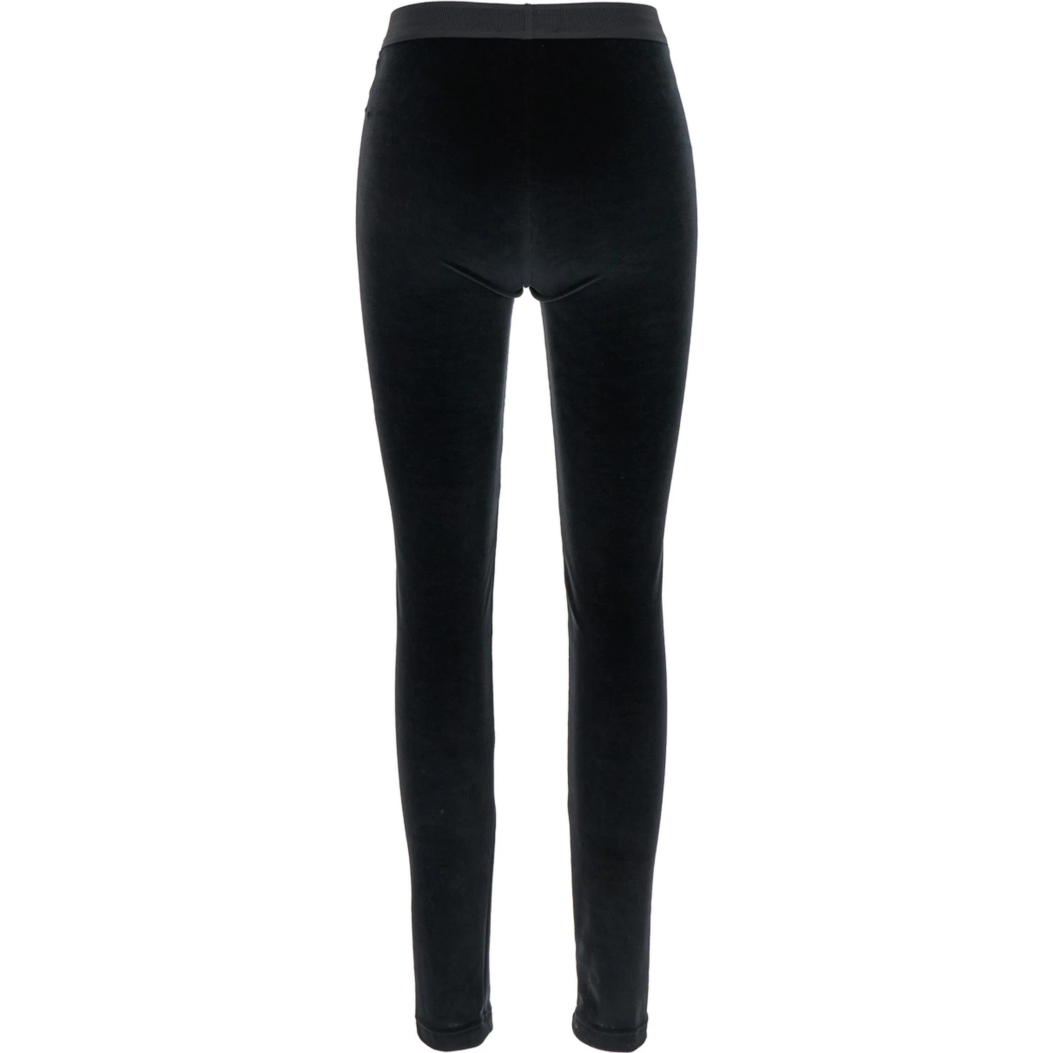 Black Leggings with Branded Band in Velvet Woman