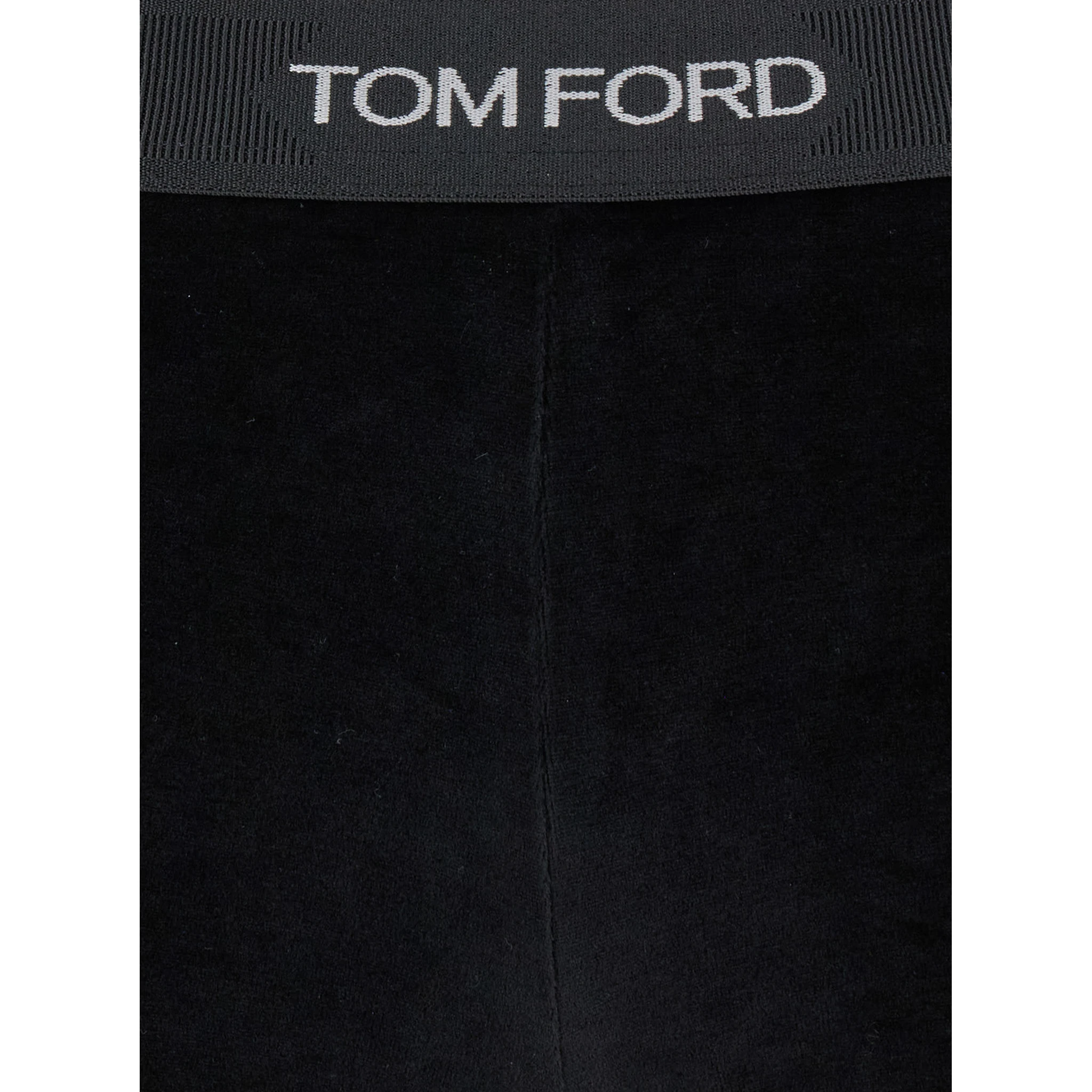 Black Leggings with Branded Band in Velvet Woman