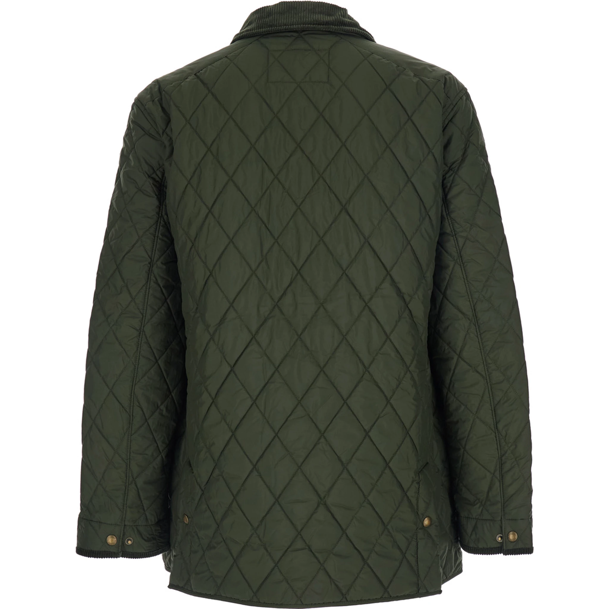 Green Jacket with Corduroy Collar and Logo Patch on the Sleeve in Cotton Man