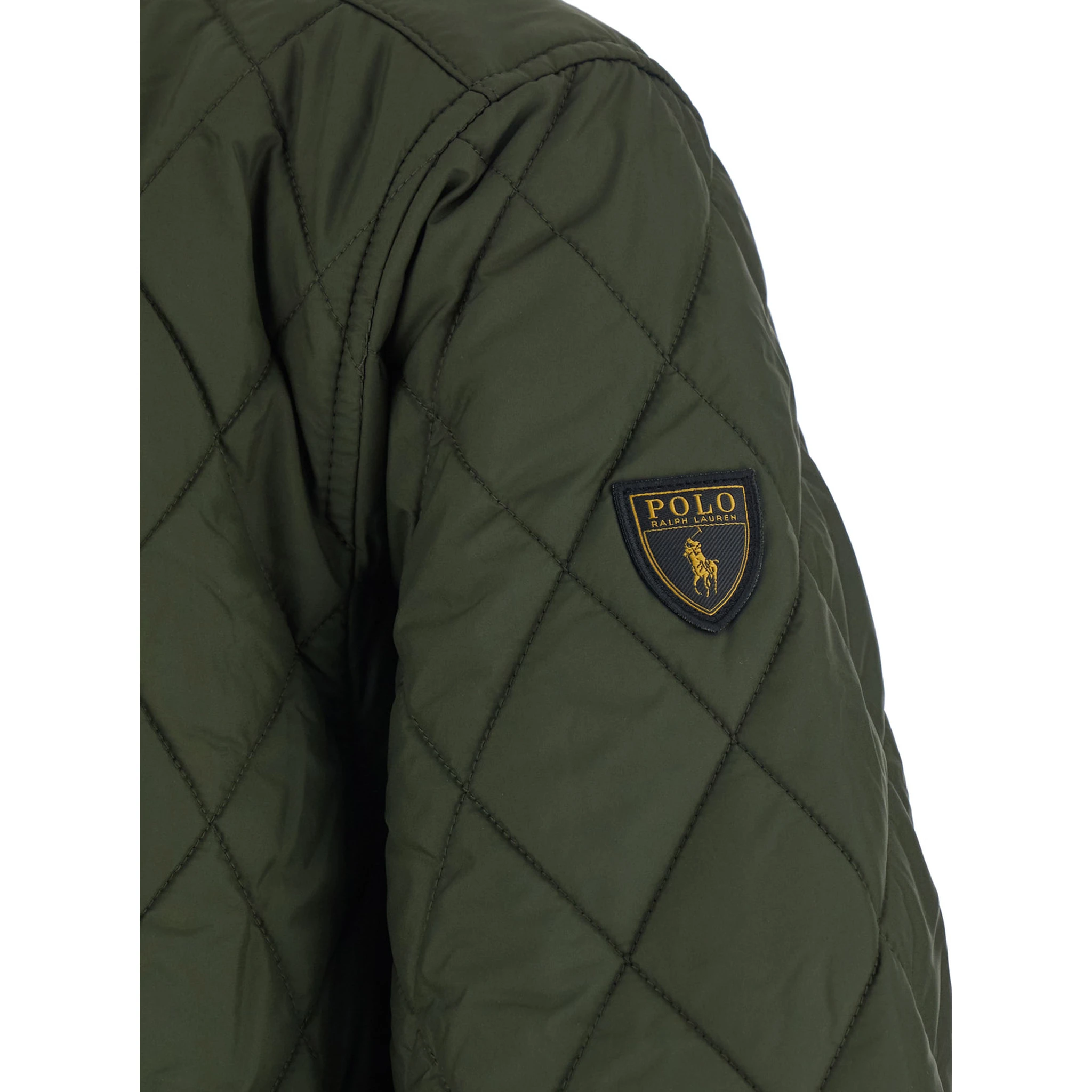 Green Jacket with Corduroy Collar and Logo Patch on the Sleeve in Cotton Man