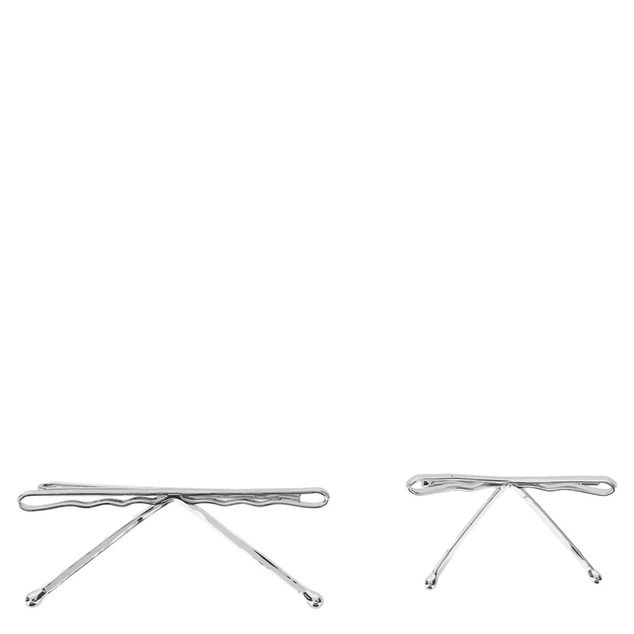 Silver Colored Set of Two Hair Clips with Bow Design in Metal Women