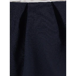Blue Pleated Miniskirt with Rear Concealed Zip Closure in Wool Woman
