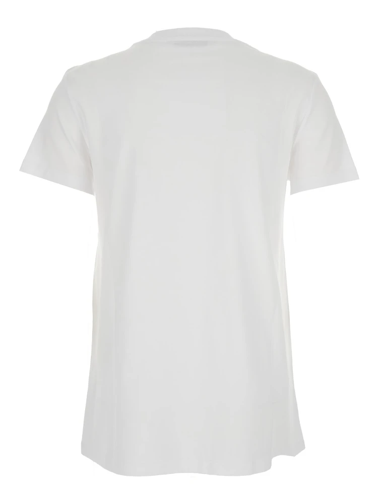 White Crewneck T-Shirt with Tonal Logo on the Front in Cotton Woman alternative