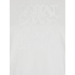 White Crewneck T-Shirt with Tonal Logo on the Front in Cotton Woman